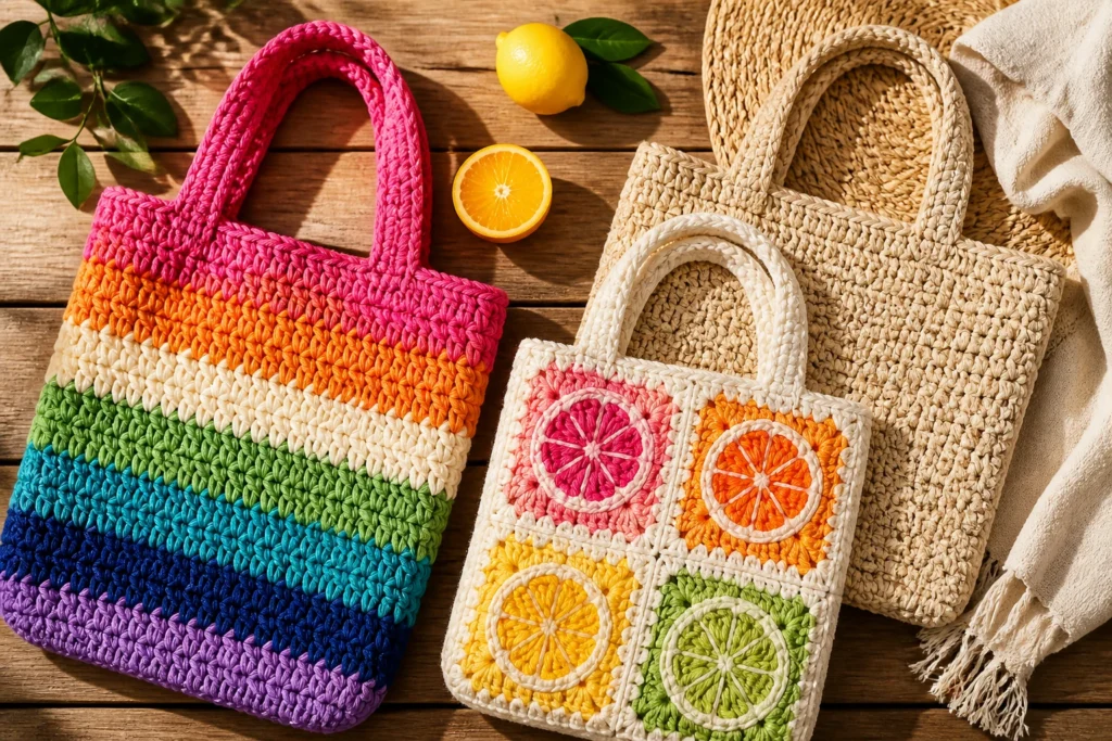 9 Colorful Crochet Tote Bag Patterns