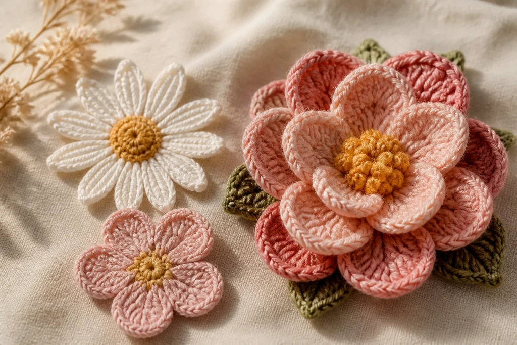Flat vs 3D Crochet Flowers