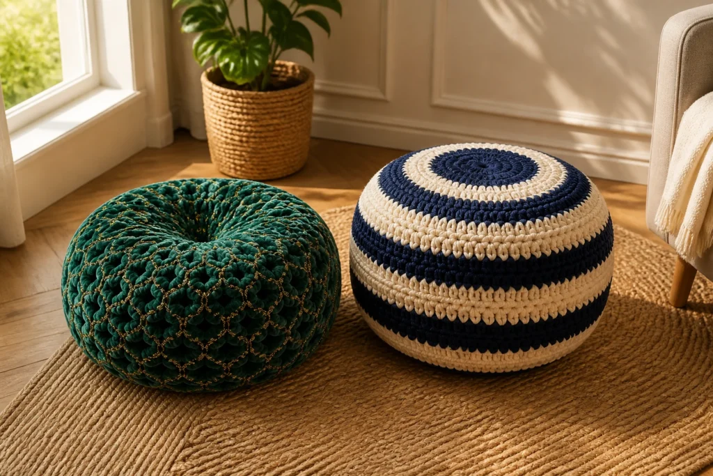 10 Crochet Ottomans and Pouf Ideas