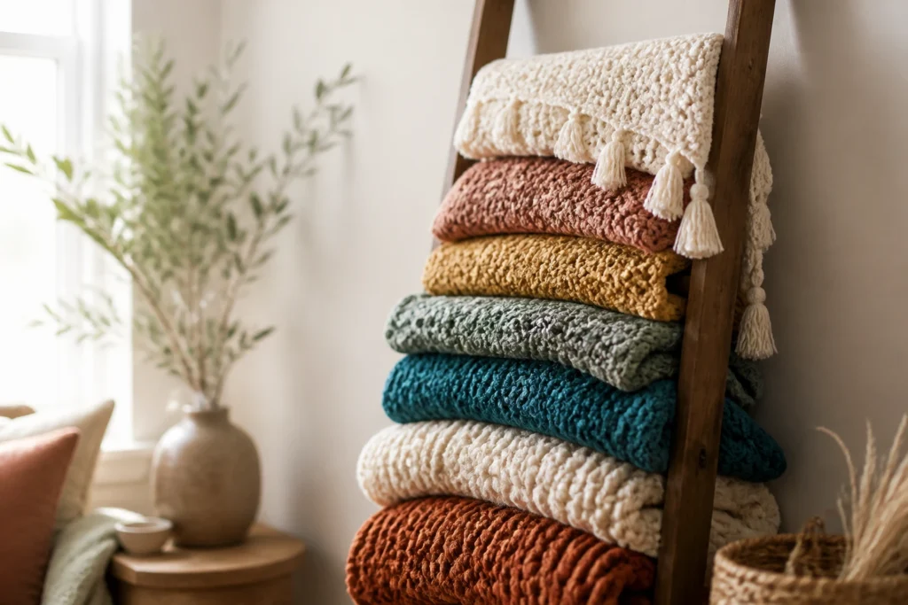 10 Crochet Blanket Ladder Styling Ideas