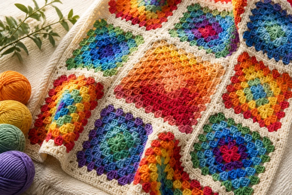 10 Multi-Color Granny Square Patterns