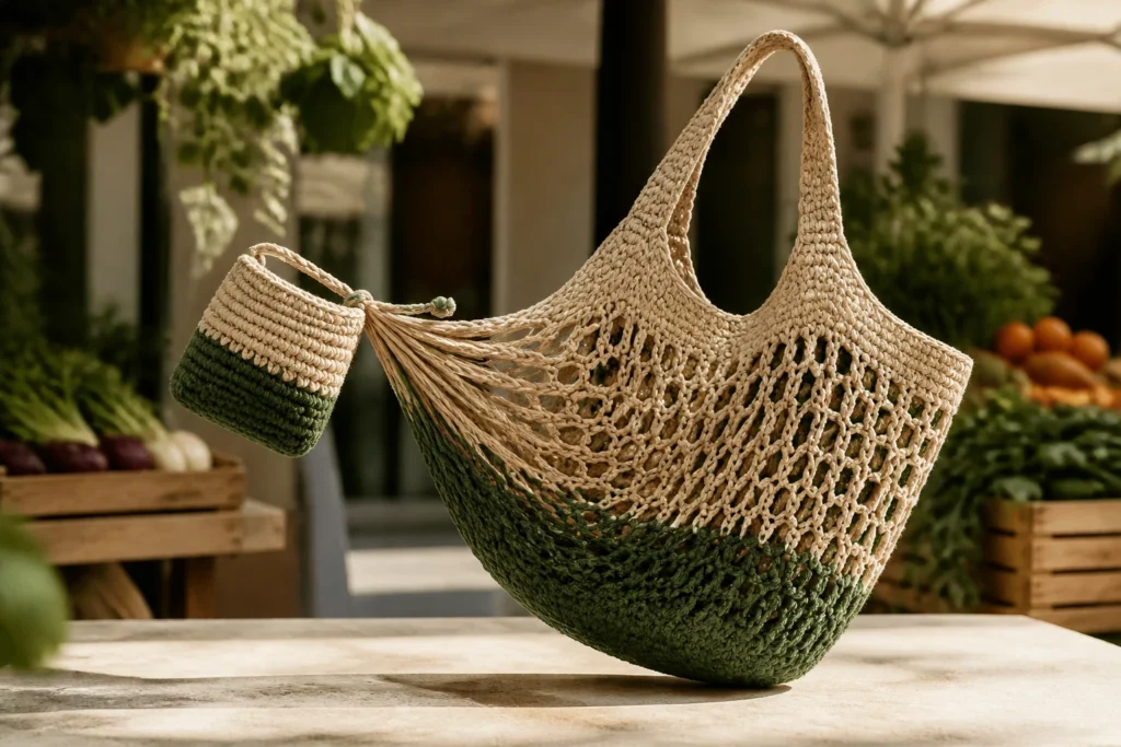 10 Foldable Crochet Market Bags