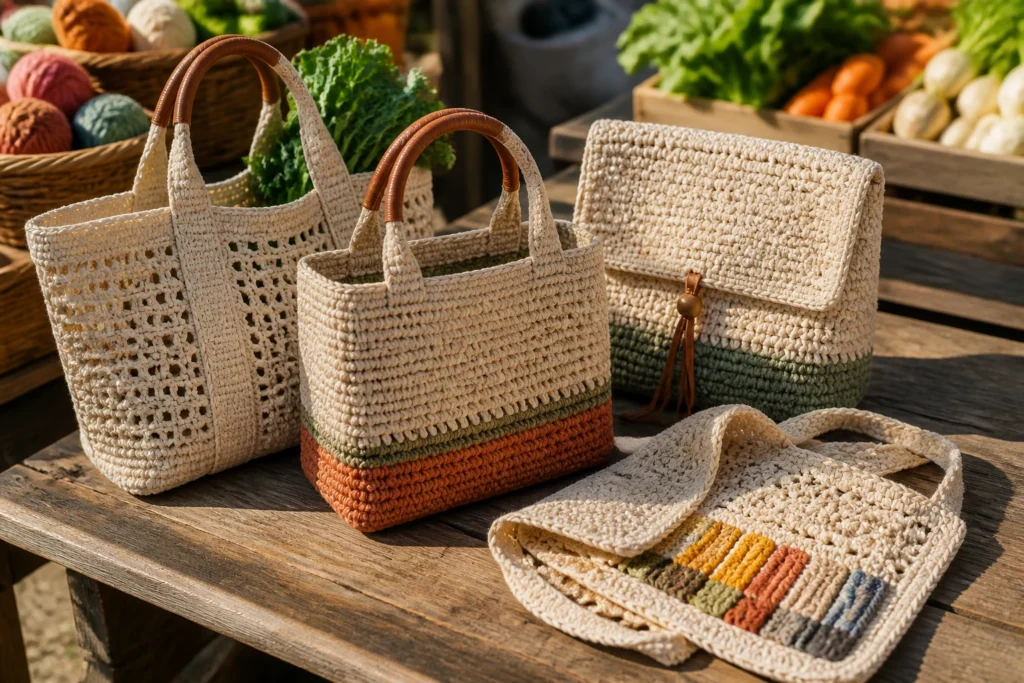 10 Cotton Crochet Market Bags