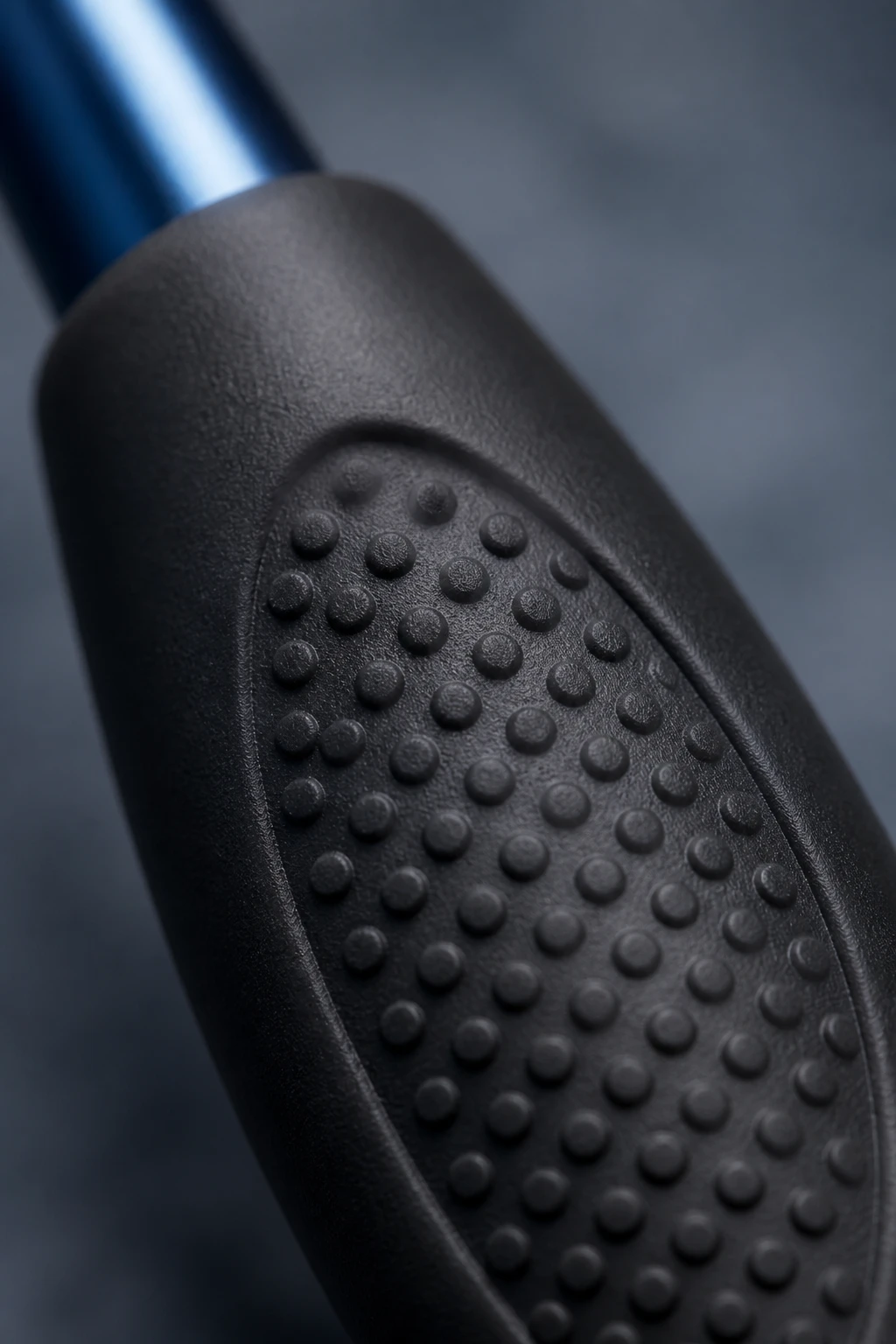 Macro shot of rubberized grip on ergonomic crochet hook