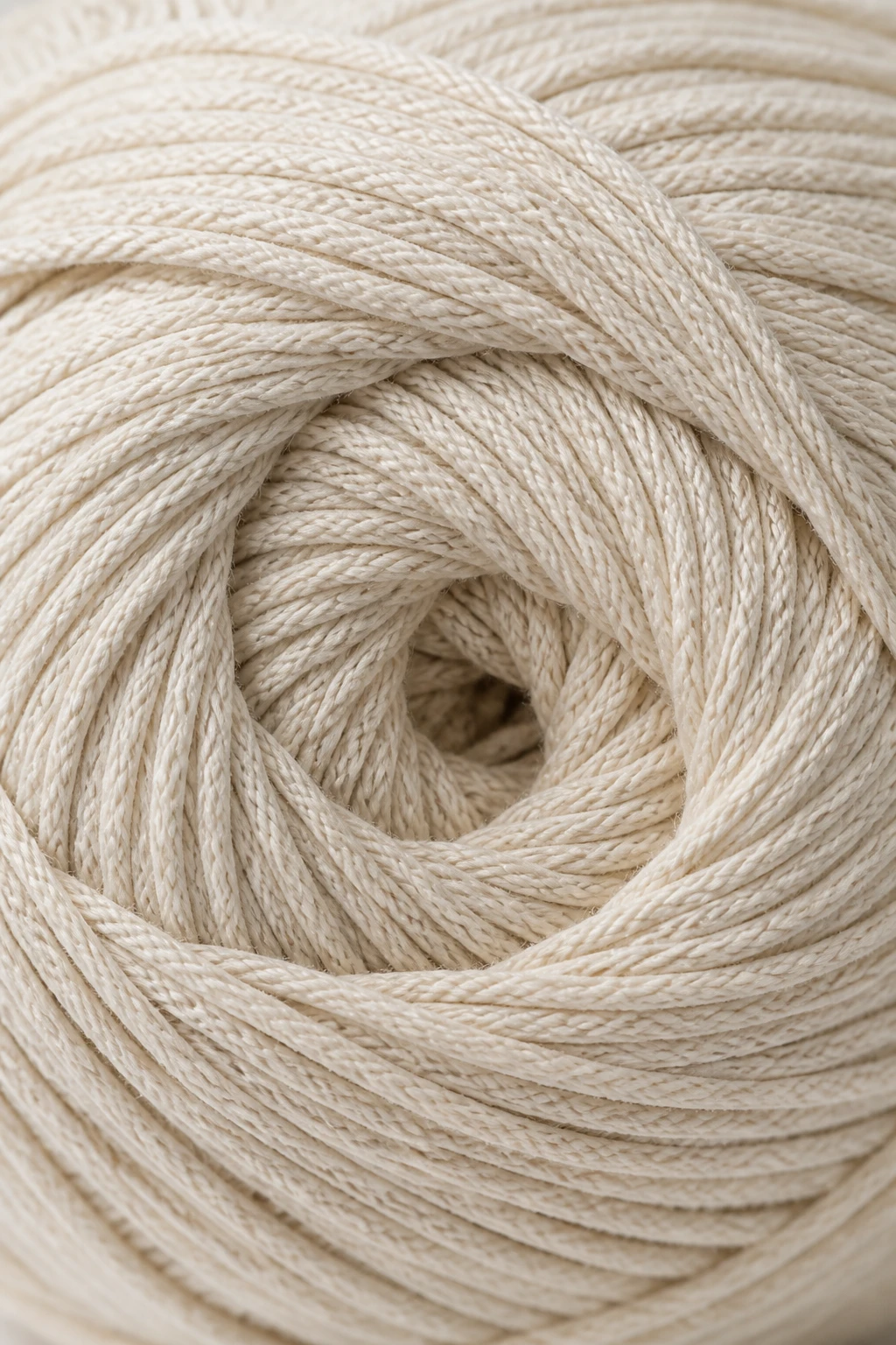 Closeup of cotton market bag yarn skein wound tight