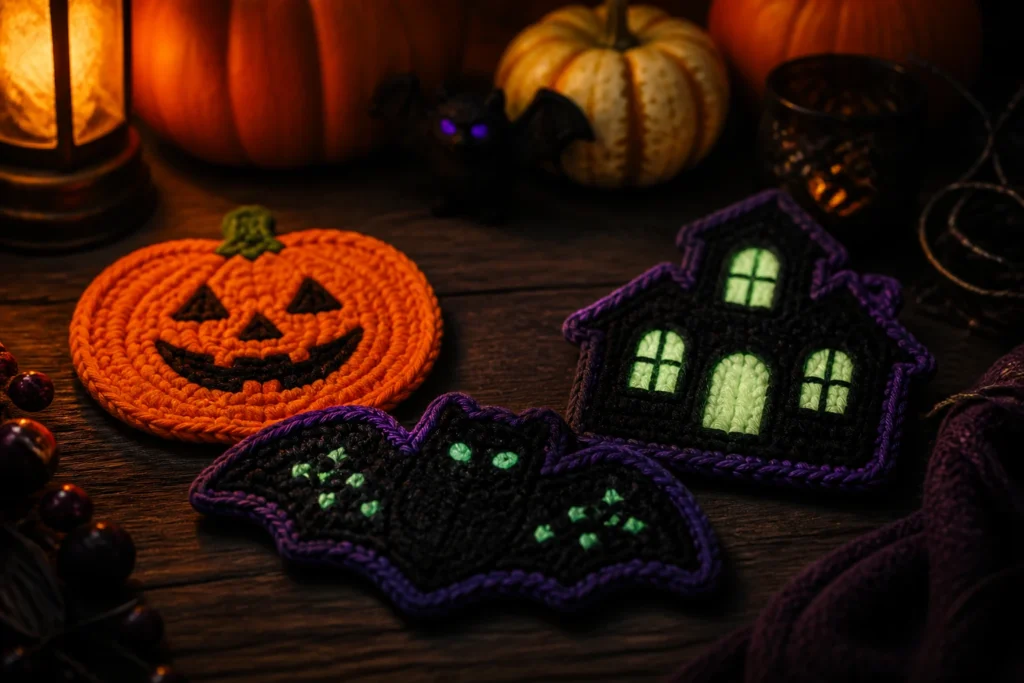 11 Halloween Crochet Coaster Patterns