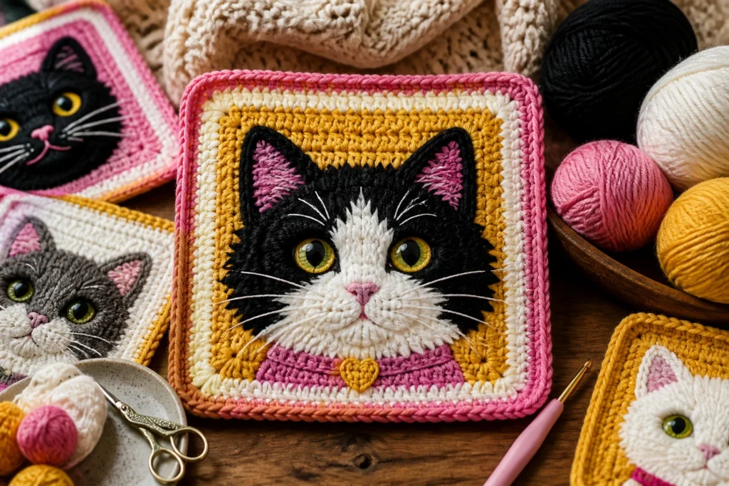 10 Cat Granny Square Patterns