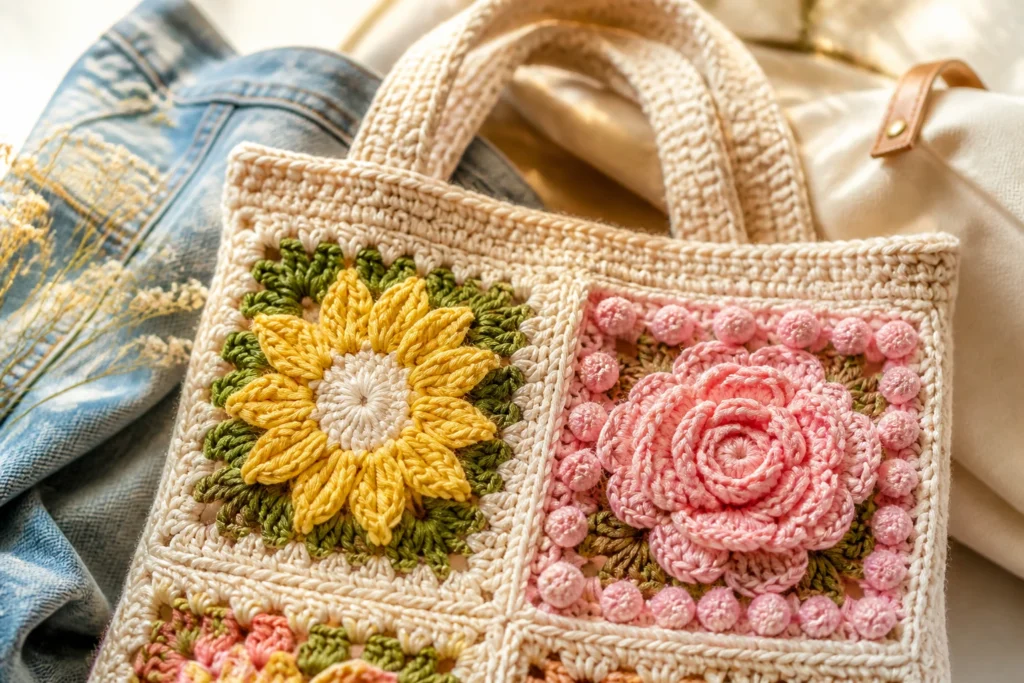 10 Floral Granny Squares for Bags